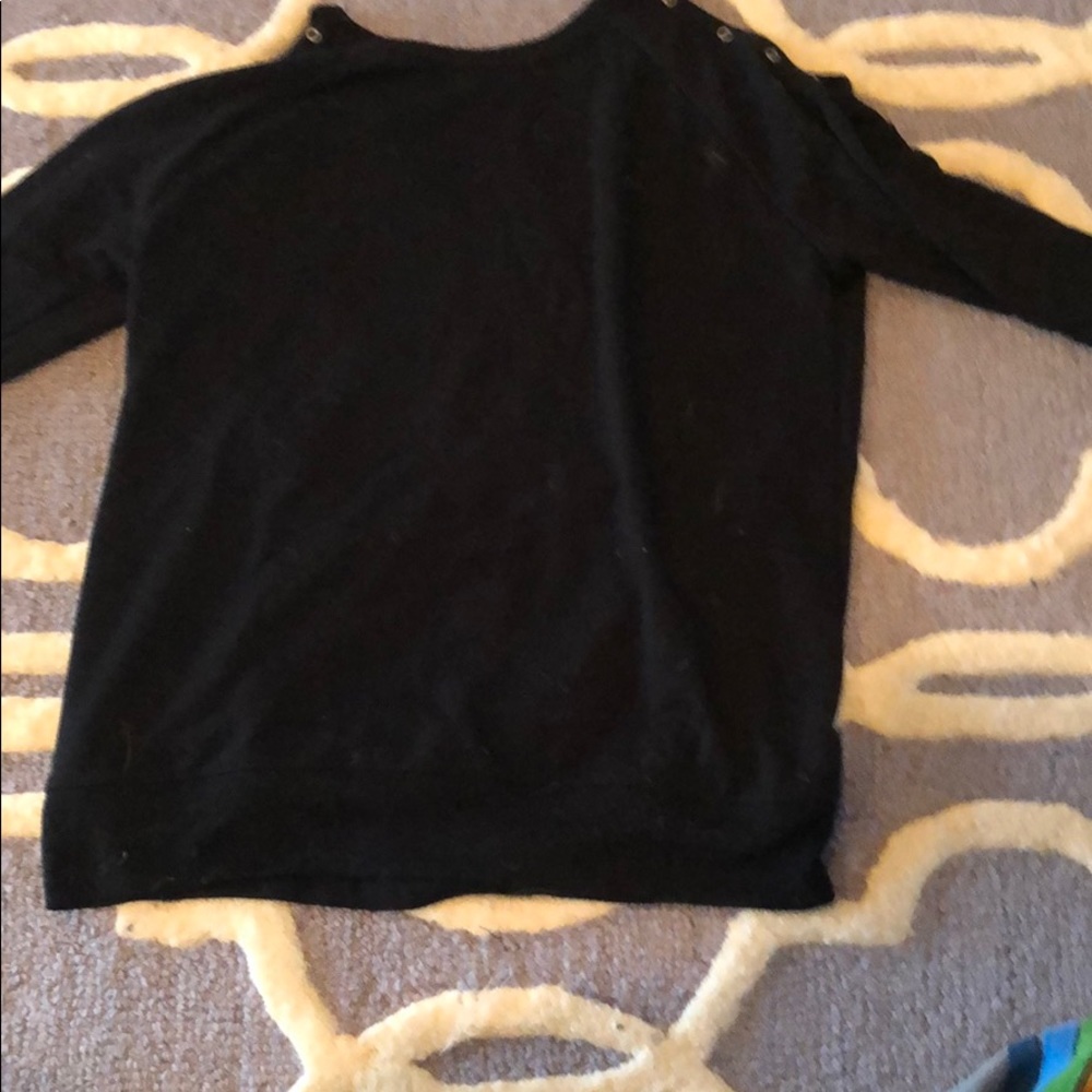 A black Cut off shoulder long sleeve shirt Size 14